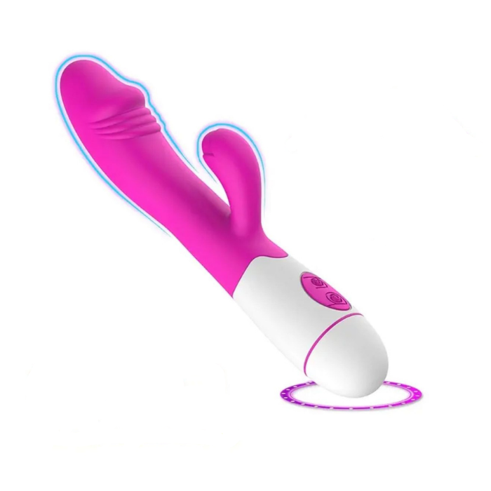 Vibrador Consolador Doble Estimulacion Punto G Y Clitoris 30 Modos De Vibración (Recargable) Flor 